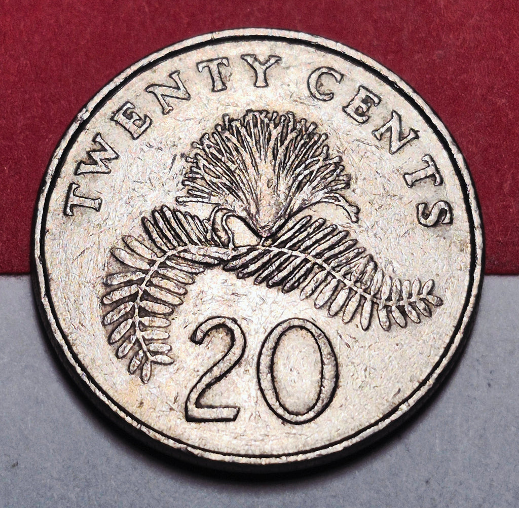 1988 Republic of Singapore 20 Cents — Cold War Era — Powder Puff Plant — VF
