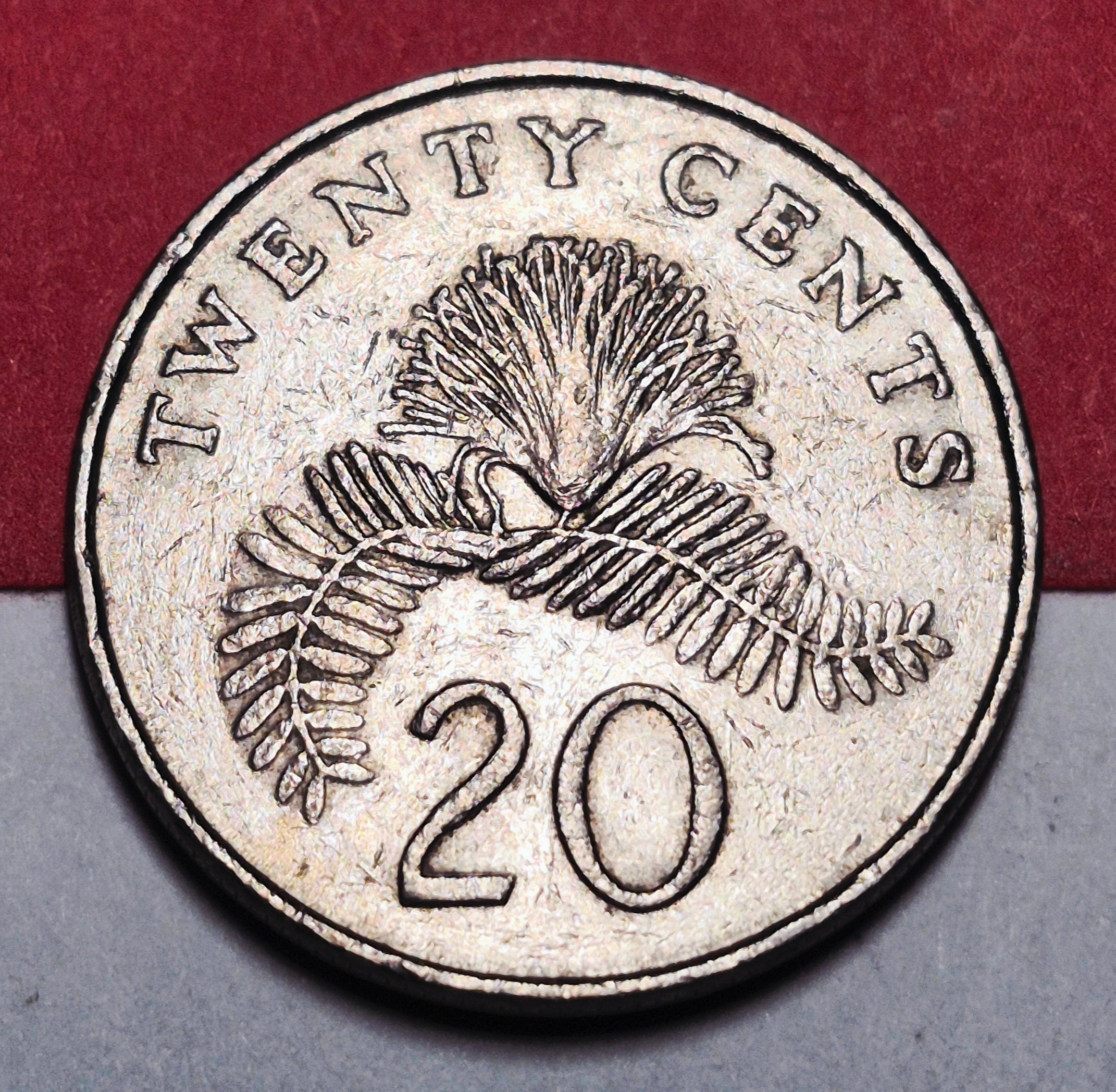 1988 Republic of Singapore 20 Cents — Cold War Era — Powder Puff Plant — VF