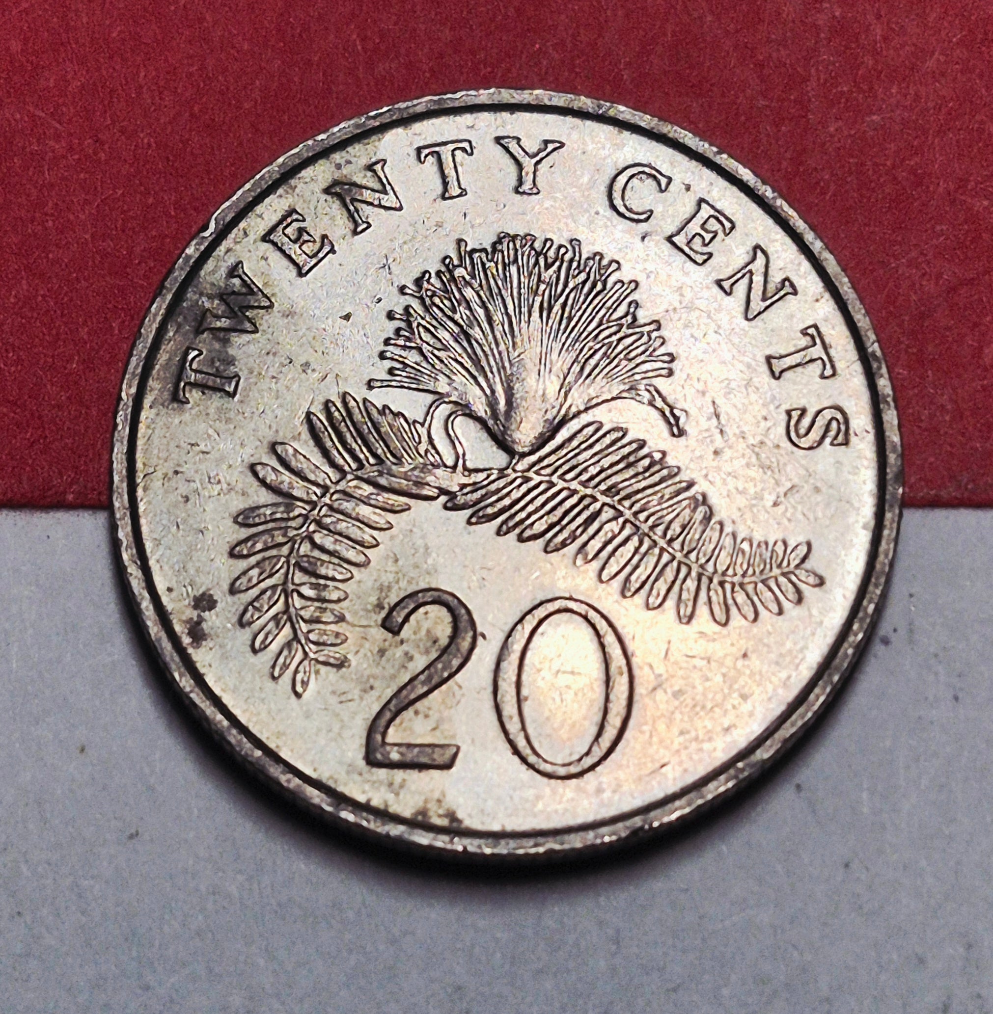 1991 Republic of Singapore 20 Cents — Cold War / Republic — Powder-Puff Plant — Extra Fine