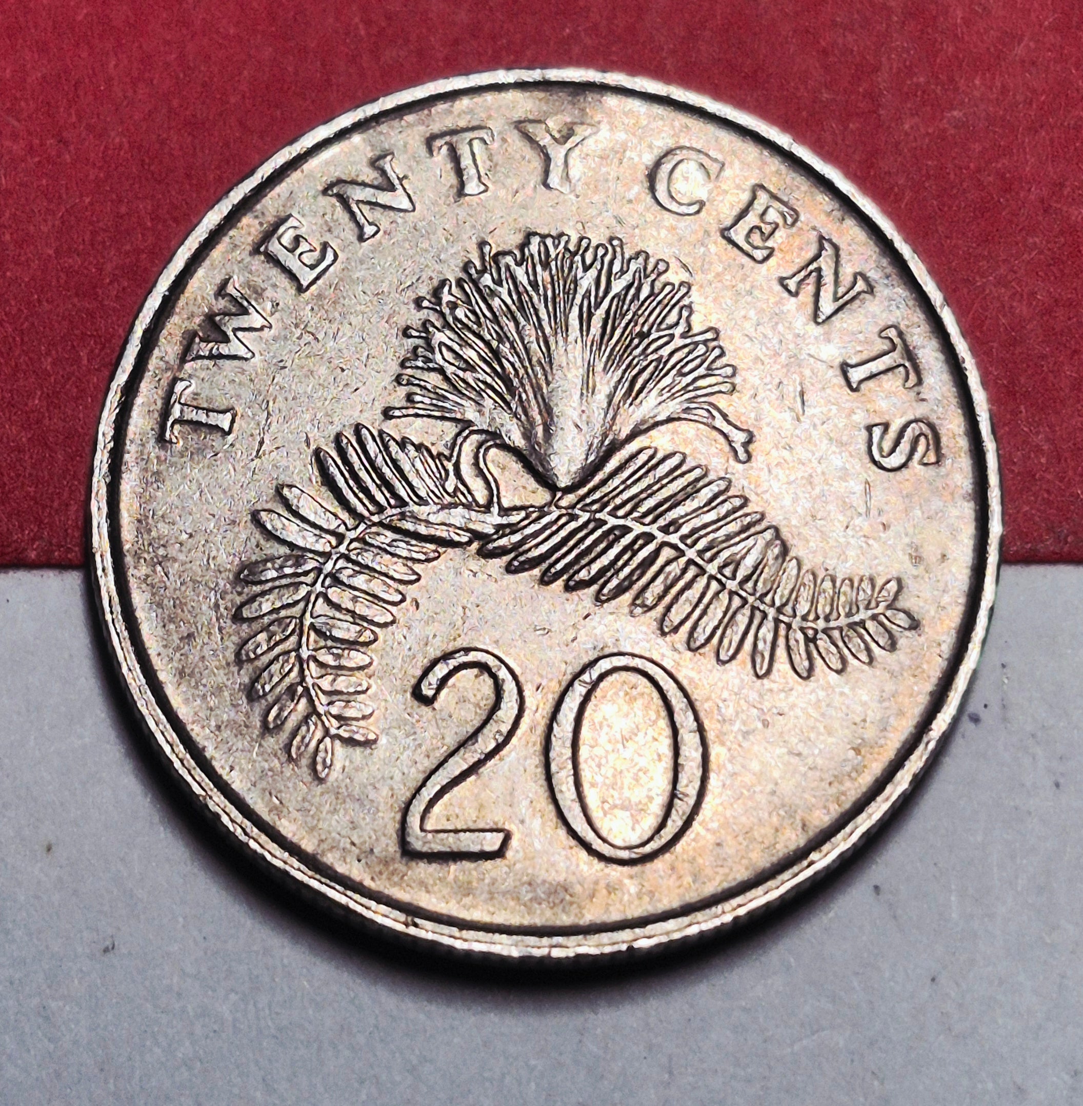 1991 Republic of Singapore 20 Cents — Cold War / Republic — Powder-Puff Plant — Extra Fine