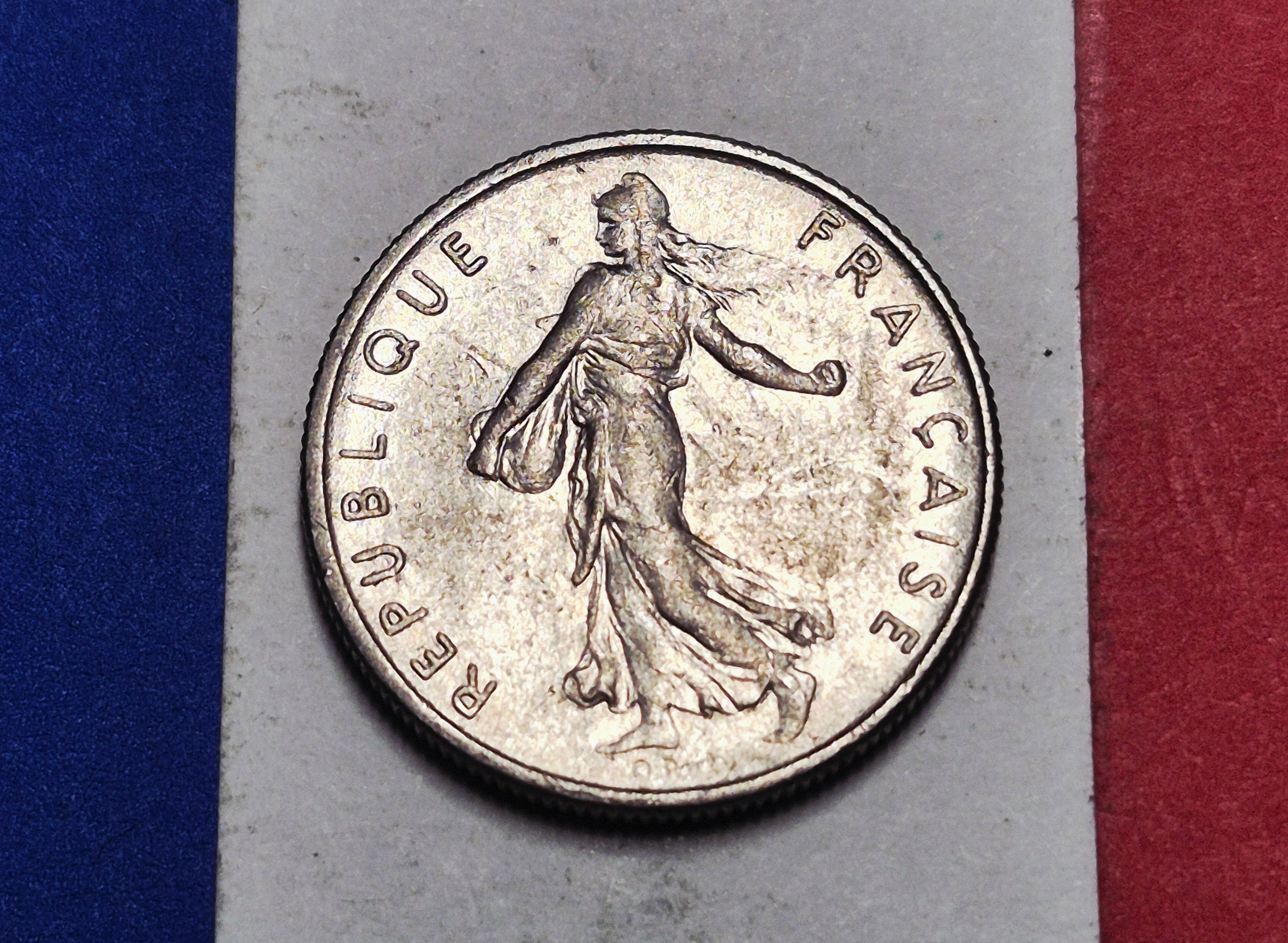 1968 French Republic 1/2 Franc — Cold War / Fifth Republic — Semeuse (The Sower) — F+ to VF