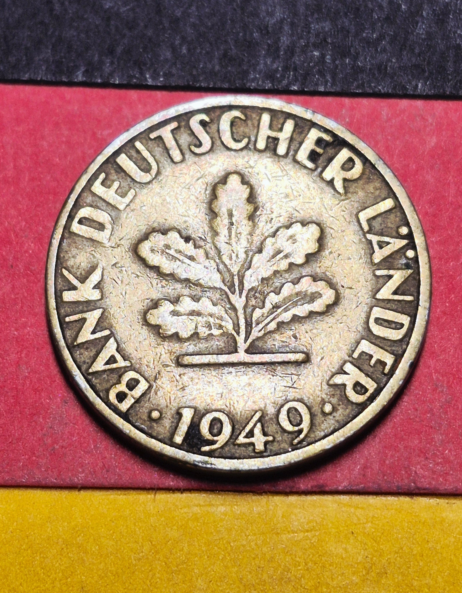 1949 West Germany 5 Pfennig — Post-WWII / Bank Deutscher Lander — Oak Sapling — Fine to VF