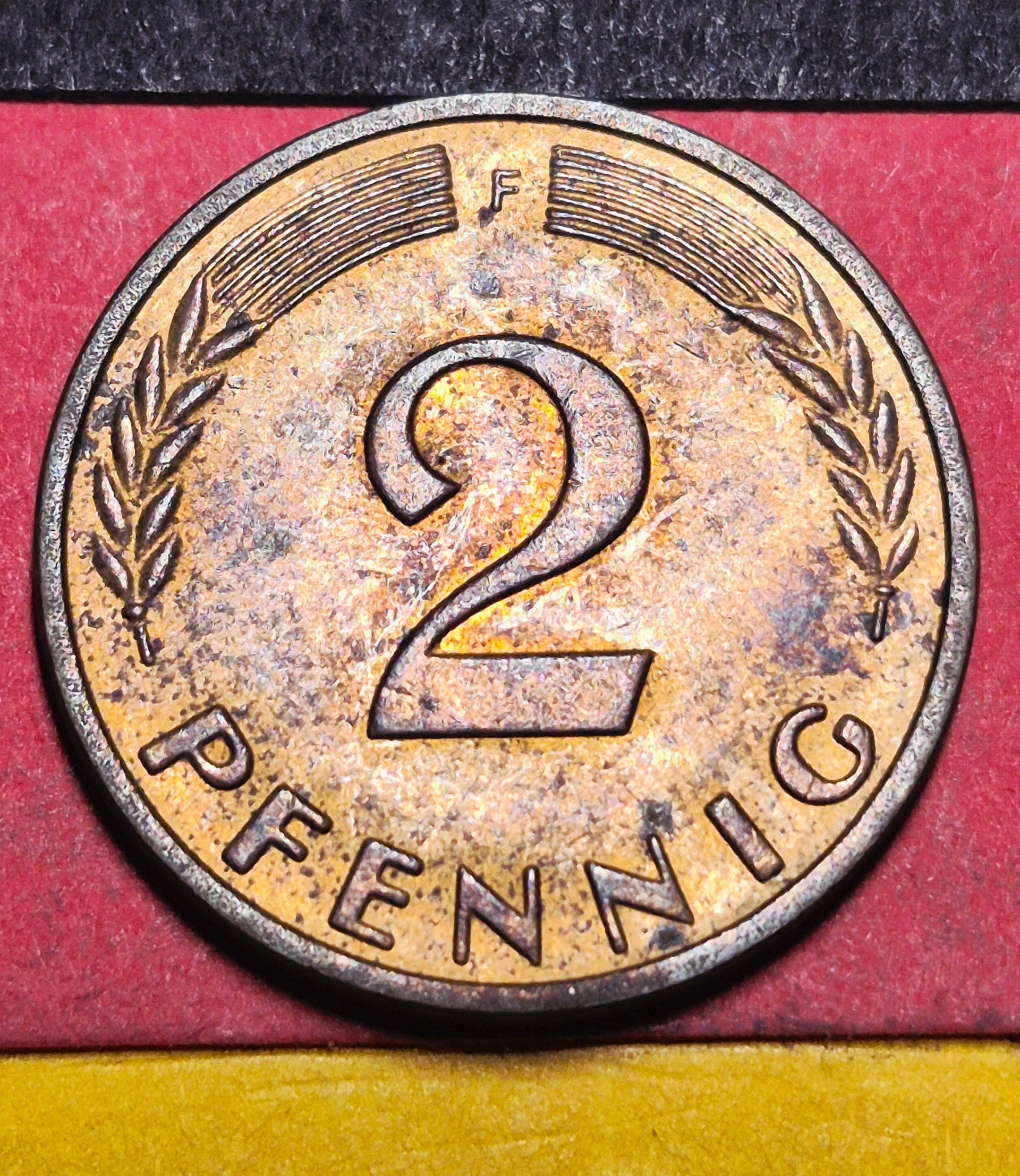 1965-F West Germany 2 Pfennig — Cold War / Federal Republic — Oak Sapling Bronze — F+ to VF
