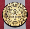 1984 Republic of Peru 500 Soles de Oro — Cold War / Republic — Admiral Miguel Grau — Extra Fine