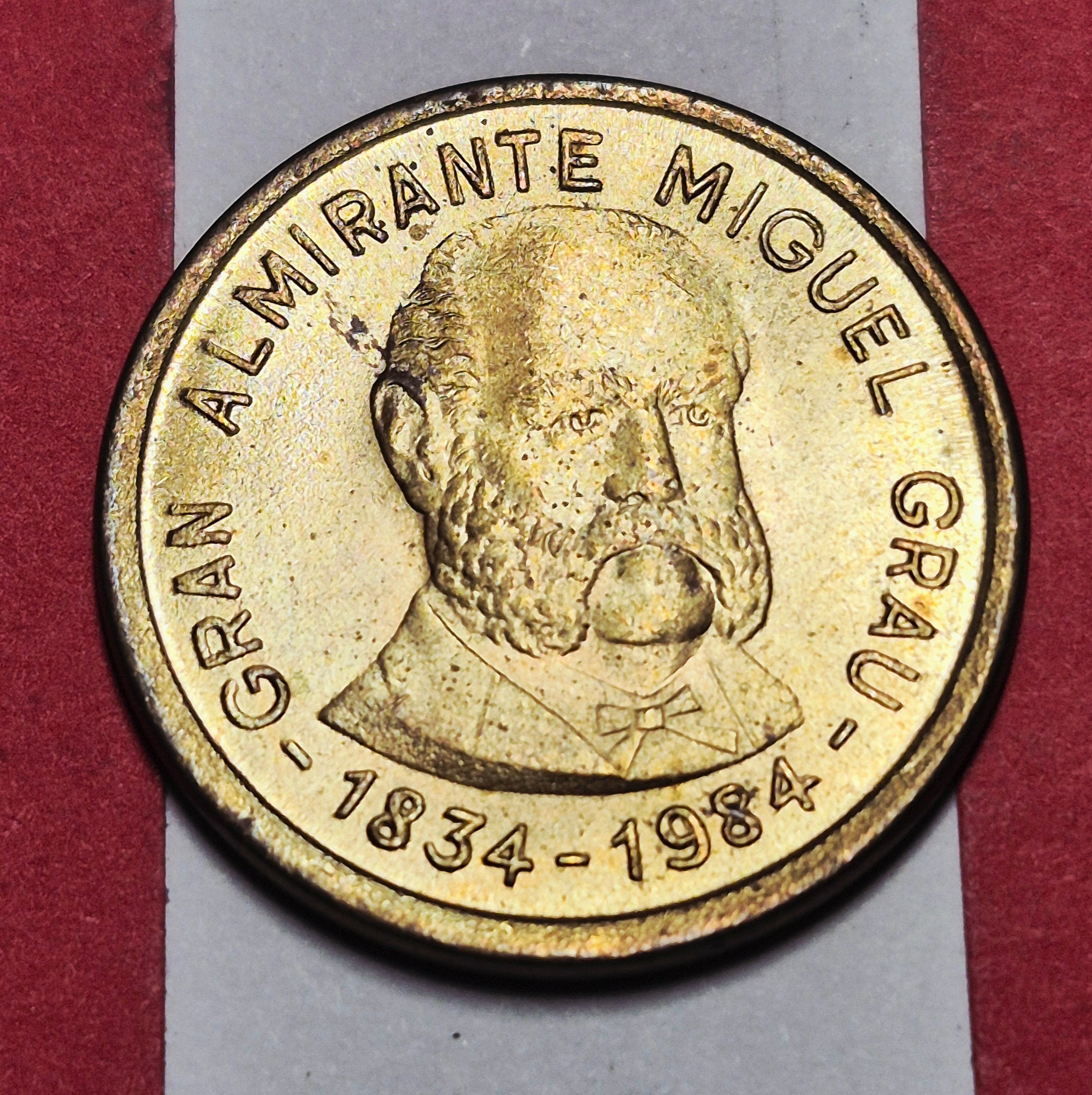 1984 Republic of Peru 500 Soles de Oro — Cold War / Republic — Admiral Miguel Grau — Extra Fine