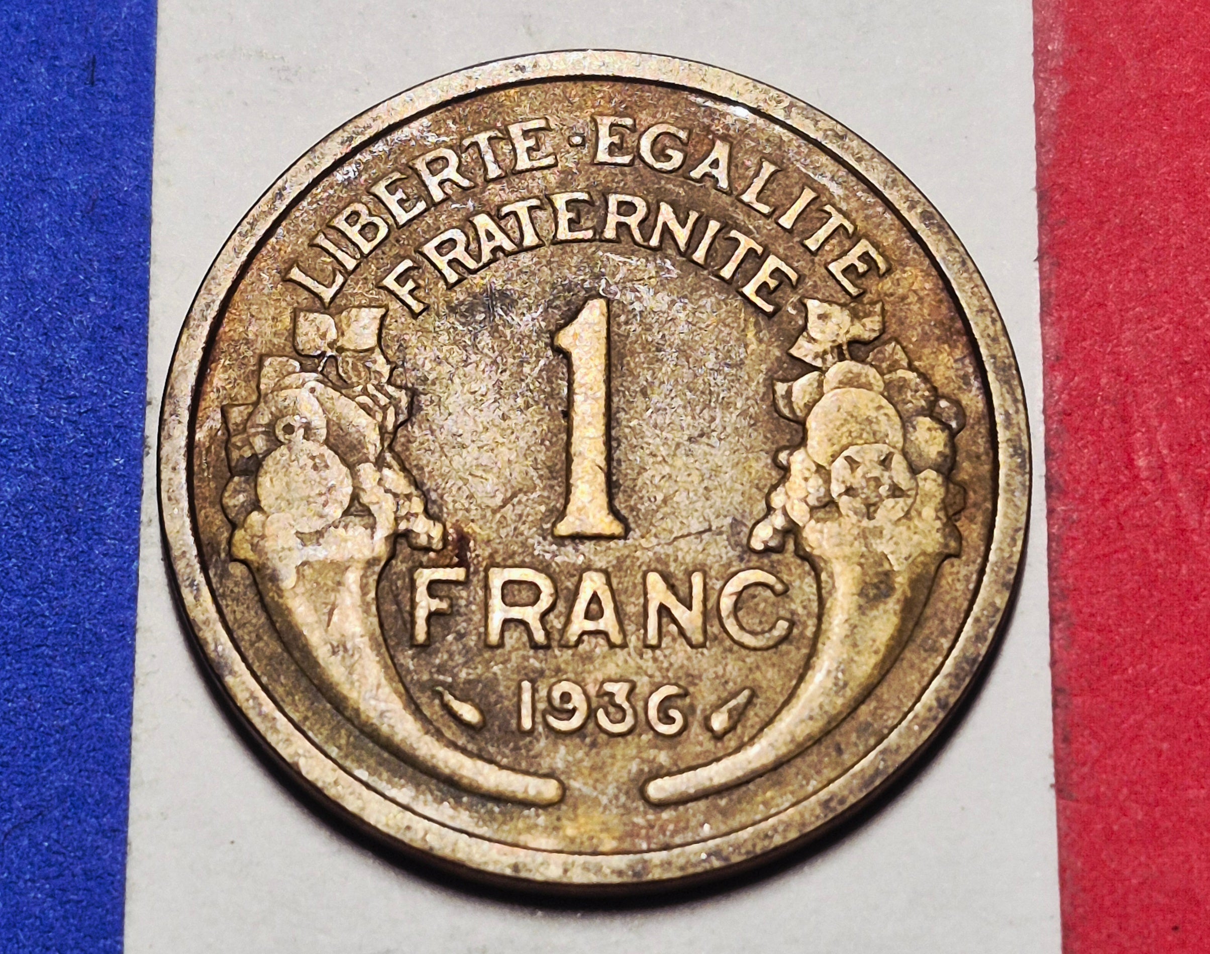 1936 France 1 Franc — Interwar — Marianne (Morlon) / Liberté Egalité Fraternité — F to F+