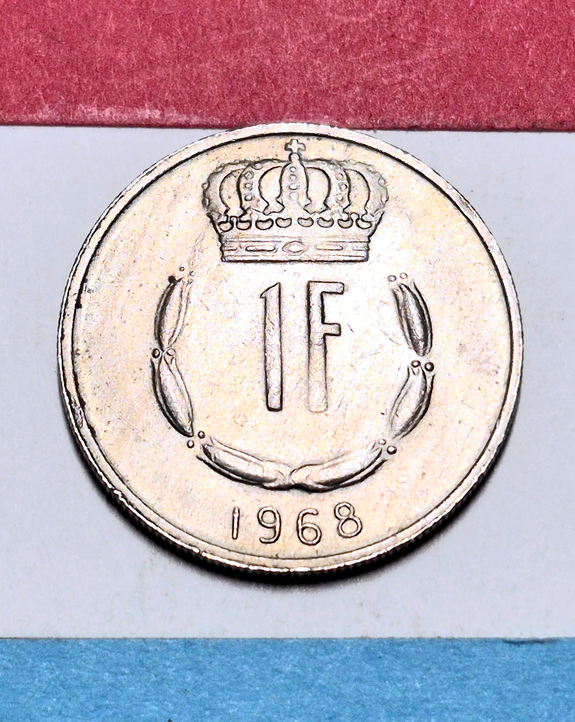 1968 Luxembourg 1 Franc — Cold War — Grand Duke Jean / Crown — F to F+