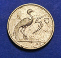 1969 South Africa 5 Cents — Cold War — Jan van Riebeeck / Blue Crane — F