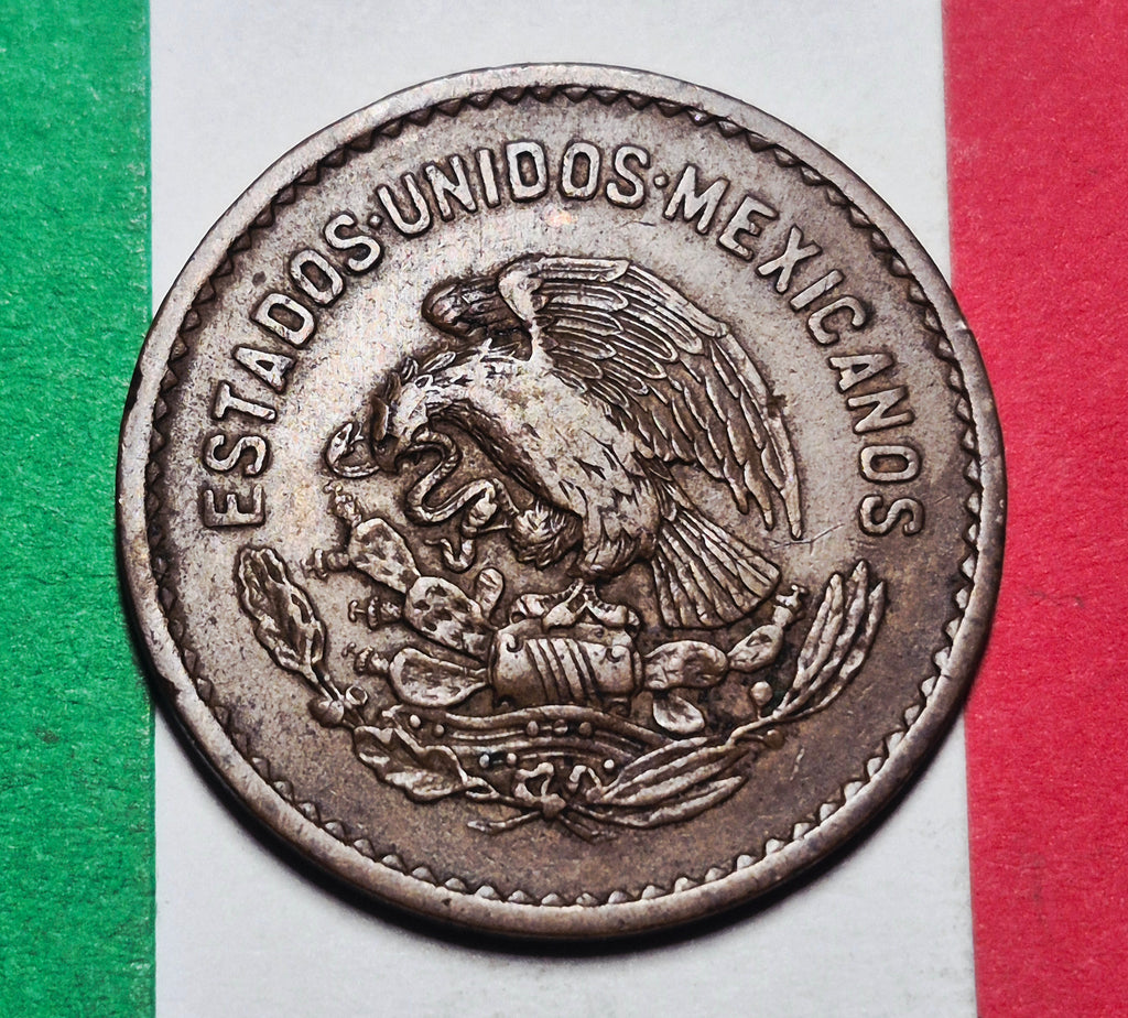 1944 Mexico 5 Centavos — WWII / Estados Unidos Mexicanos — Josefa Ortiz de Dominguez Portrait — VG+ to VF