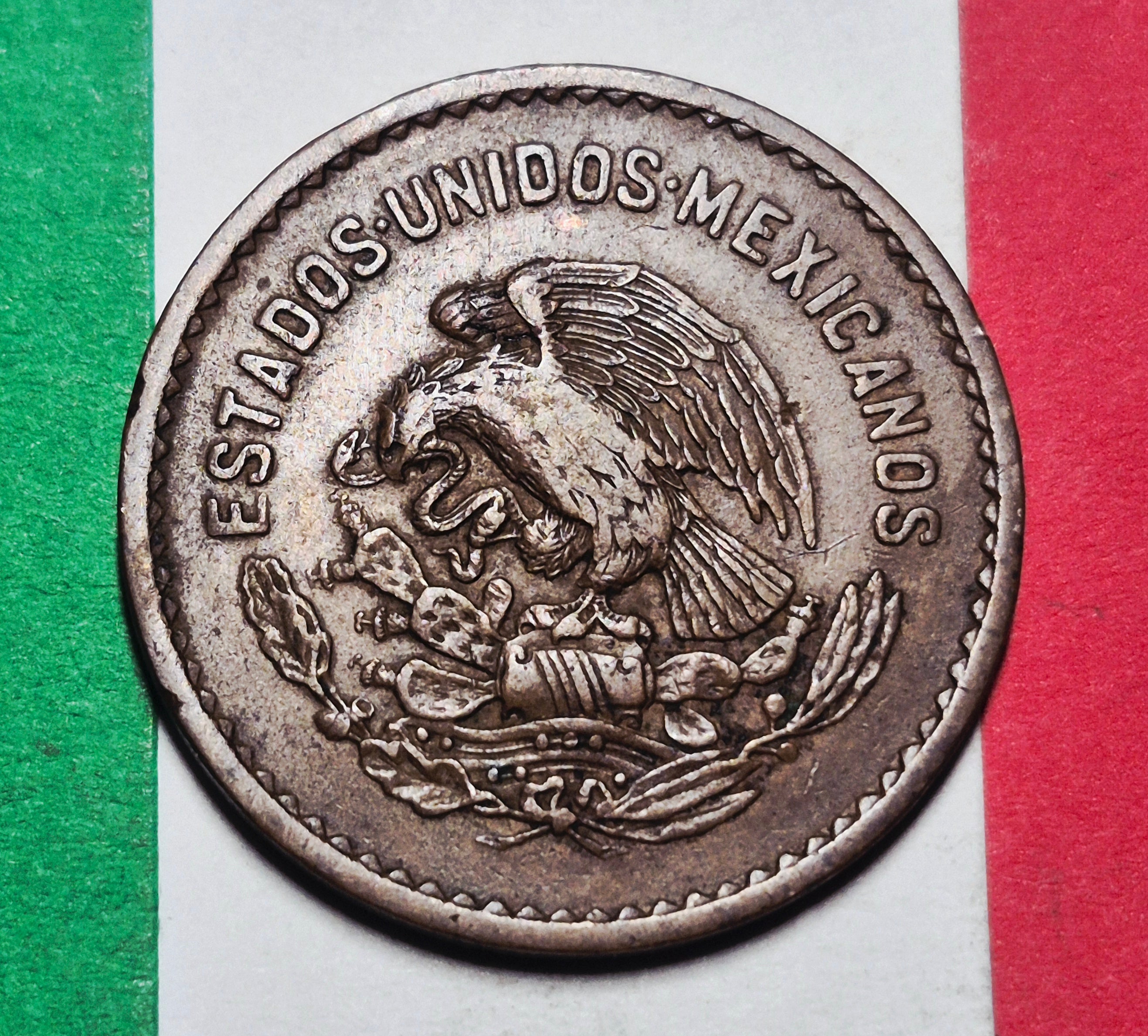 1944 Mexico 5 Centavos — WWII / Estados Unidos Mexicanos — Josefa Ortiz de Dominguez Portrait — VG+ to VF