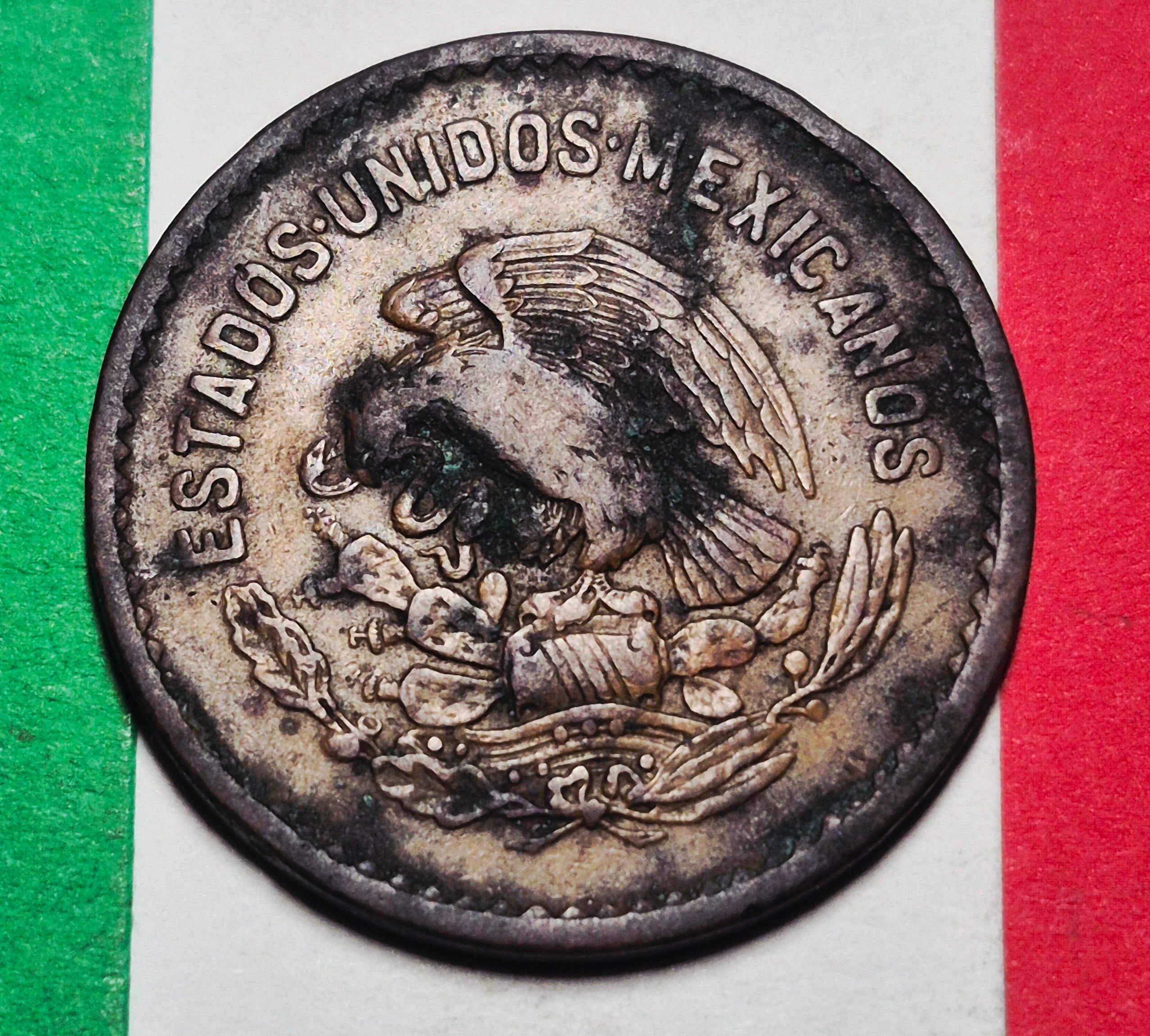 1944 Mexico 5 Centavos — WWII / Estados Unidos Mexicanos — Josefa Ortiz de Dominguez Portrait — VG+ to VF
