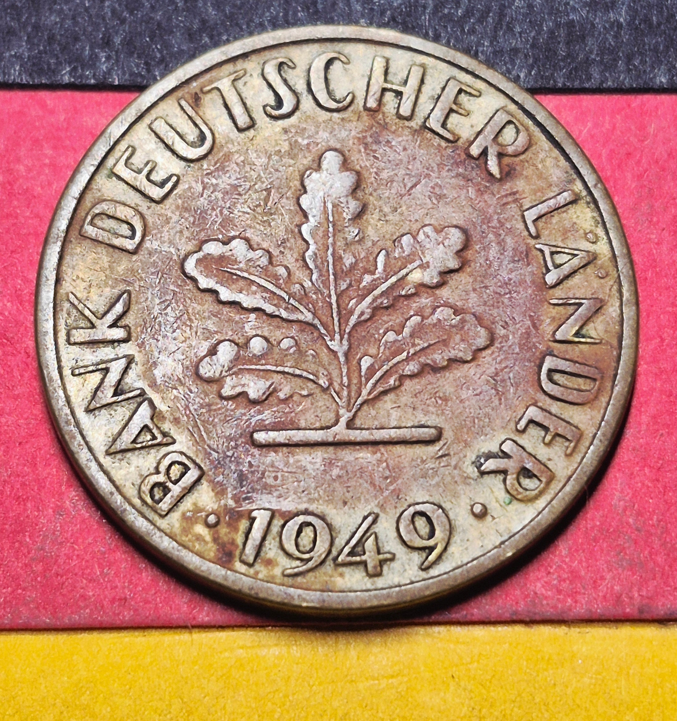 1949 West Germany 10 Pfennig — Post-WWII / Bank Deutscher Lander — Oak Seedling — Fine to Fine+