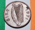 1971 Ireland 1 Penny — Cold War / Eire — Book of Kells Celtic Bird — F to F+