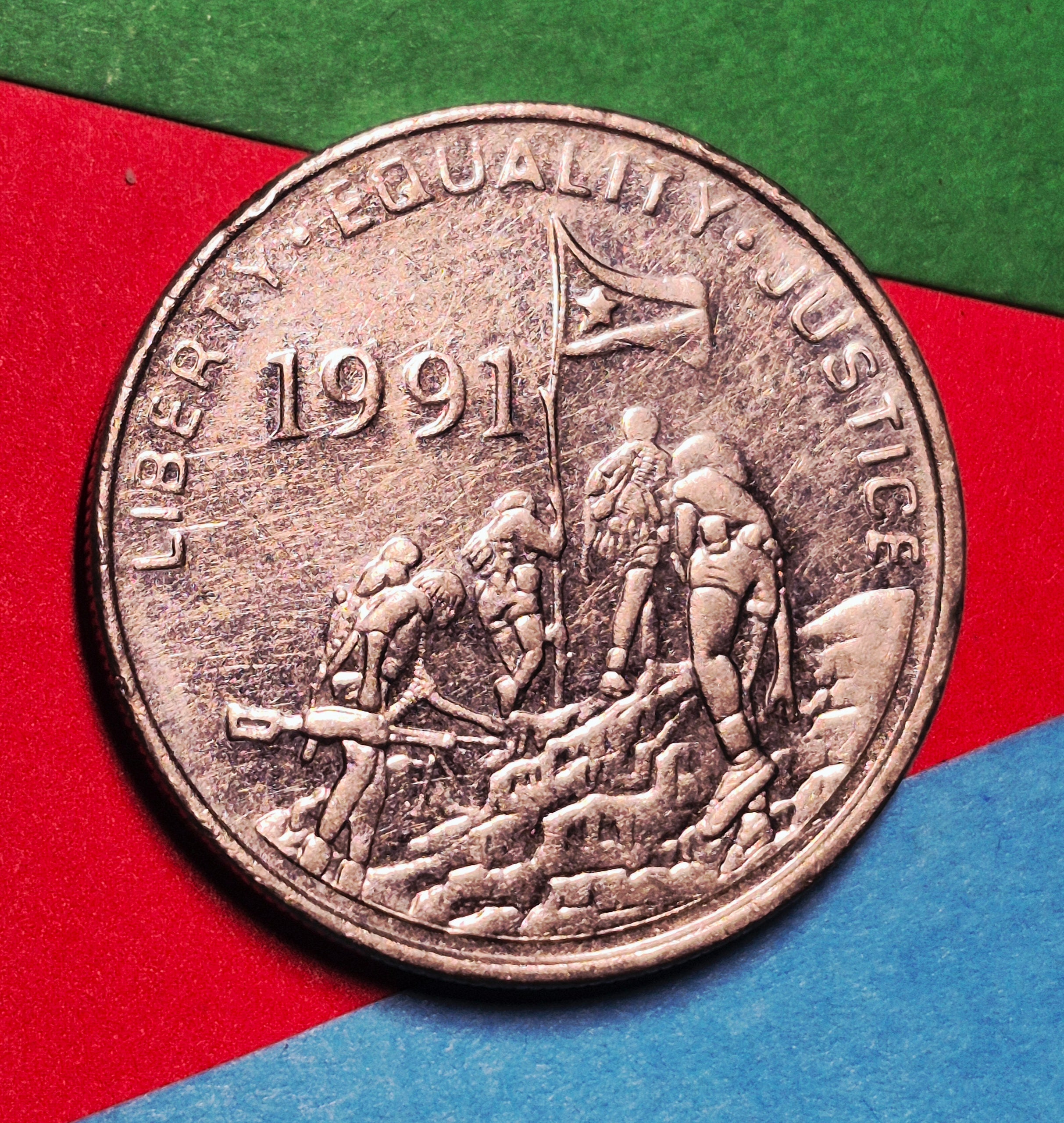 1997 Eritrea 50 Cents — Modern Vintage / State of Eritrea — Greater Kudu / Independence Fighters — EF+ to AU