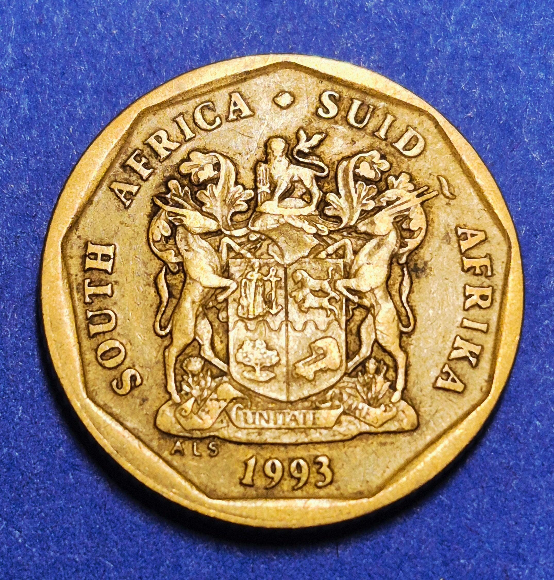 1993 South Africa 20 Cents — Modern Vintage / Republic of South Africa — King Protea / Old Coat of Arms — EF