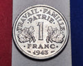 1943 France 1 Franc — WWII / Etat Francais (Vichy) — Francisque Axe — F to EF