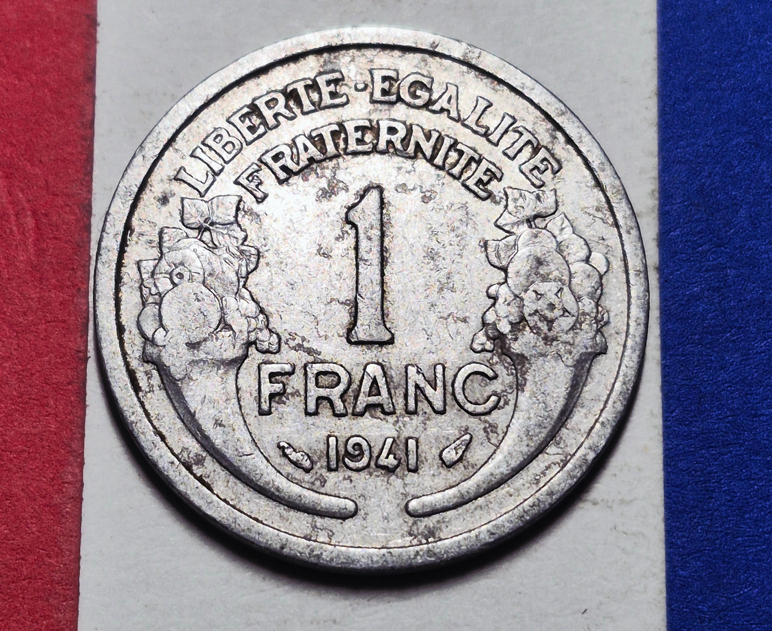 1941 France 1 Franc — WWII / Republique Francaise — Morlon Marianne — F+