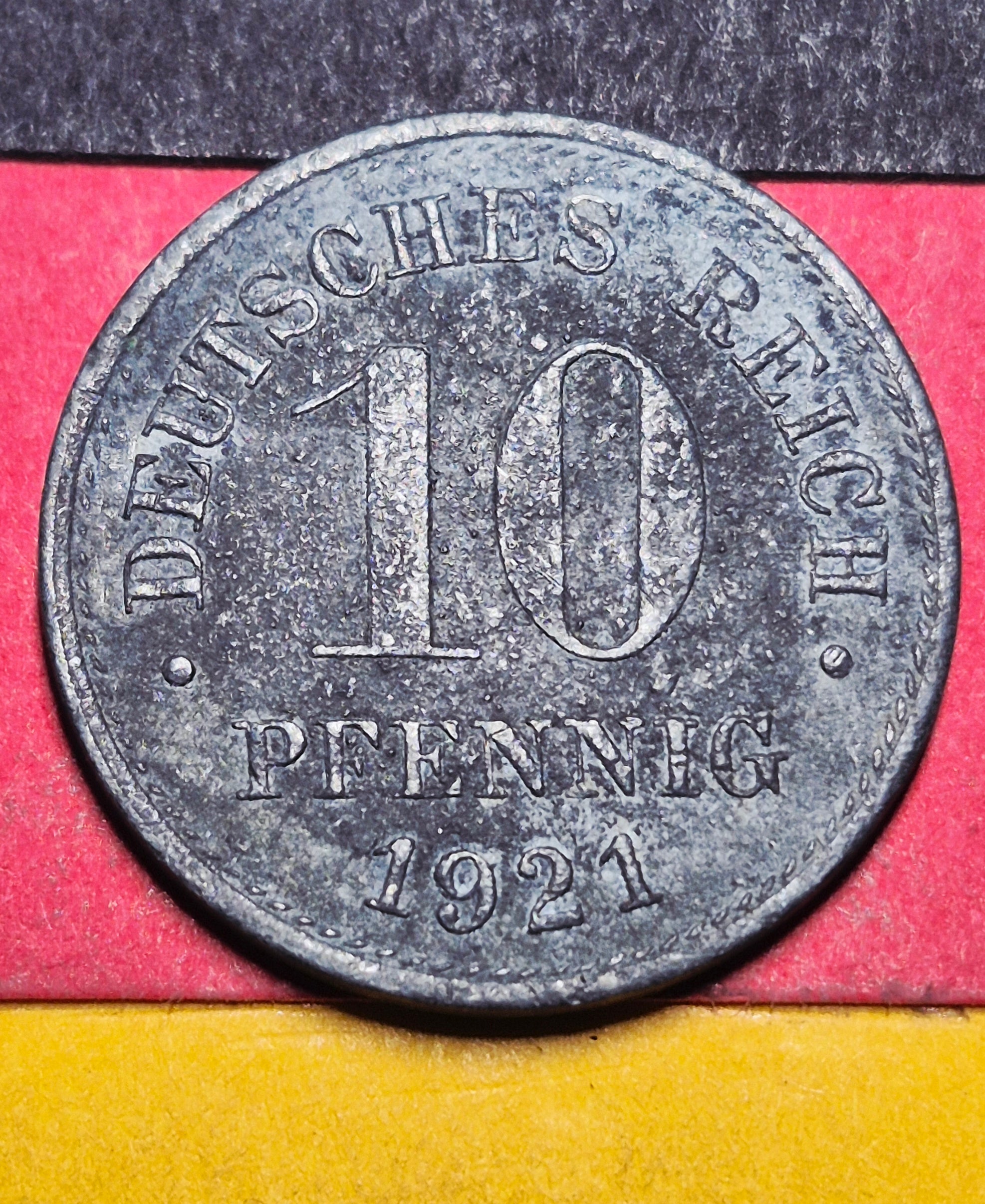 1921 Germany (Weimar Republic) 10 Pfennig — Interwar / Deutsches Reich — Wartime Zinc — F