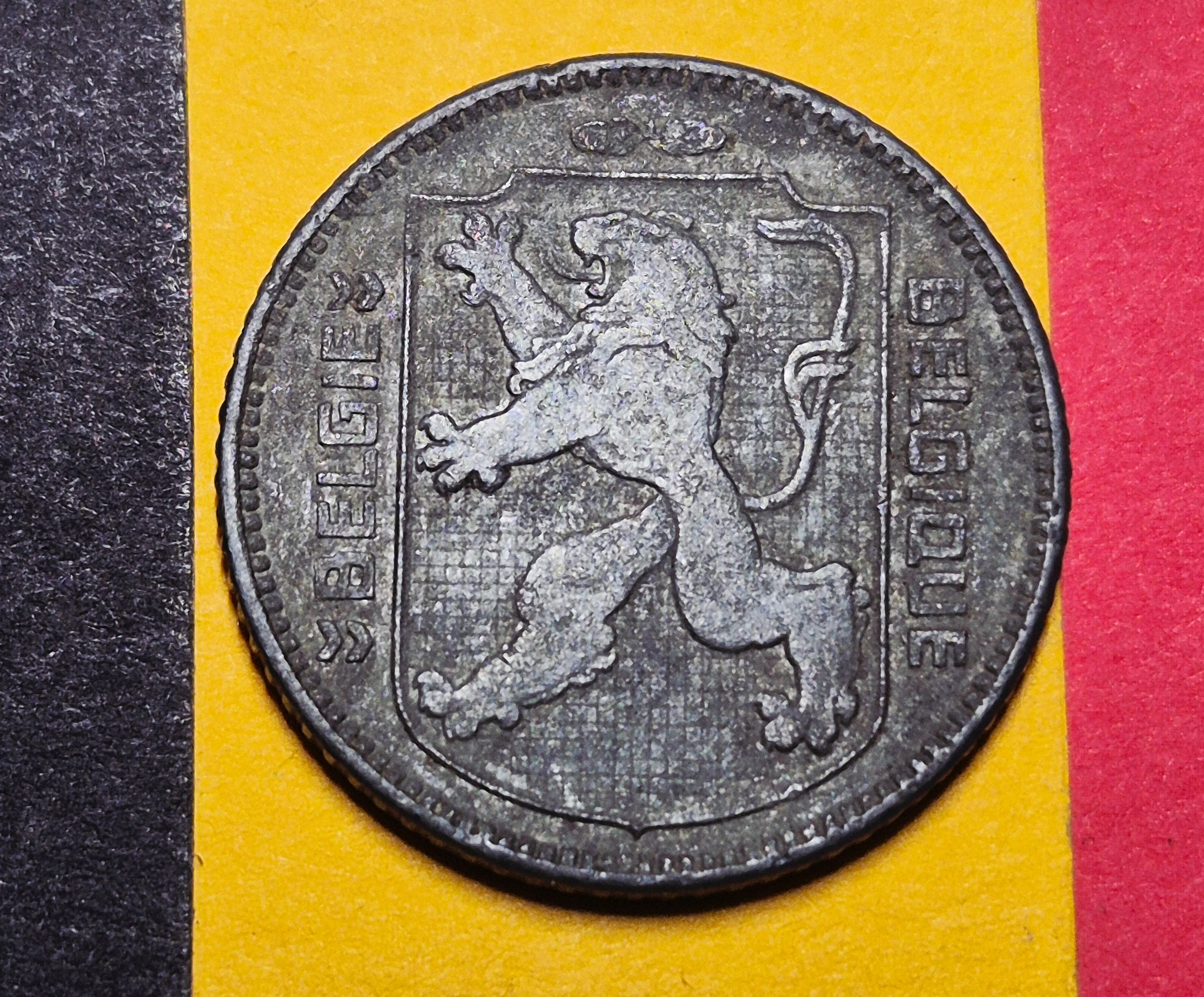 1942 Belgium 1 Franc — WWII / Leopold III — Belgian Lion / Occupation Zinc — F+ to VF