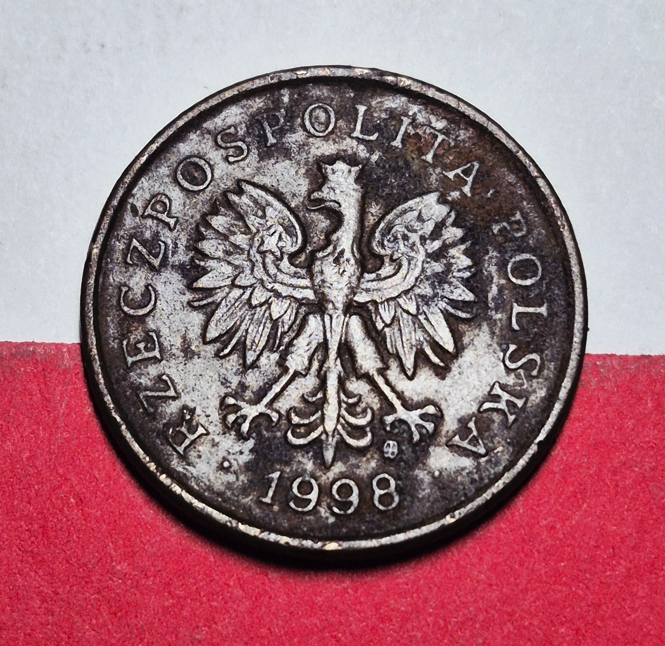 1998 Poland 5 Groszy — Third Republic / White Eagle With Crown — Oak Leaves — Fine