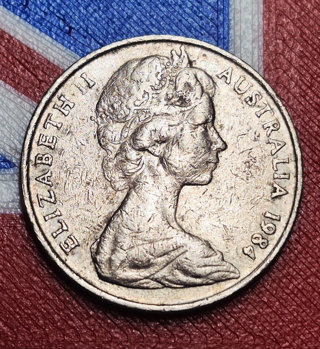 1984 Australia 10 Cents — Elizabeth II / Superb Lyrebird — Stuart Devlin Design — Fine
