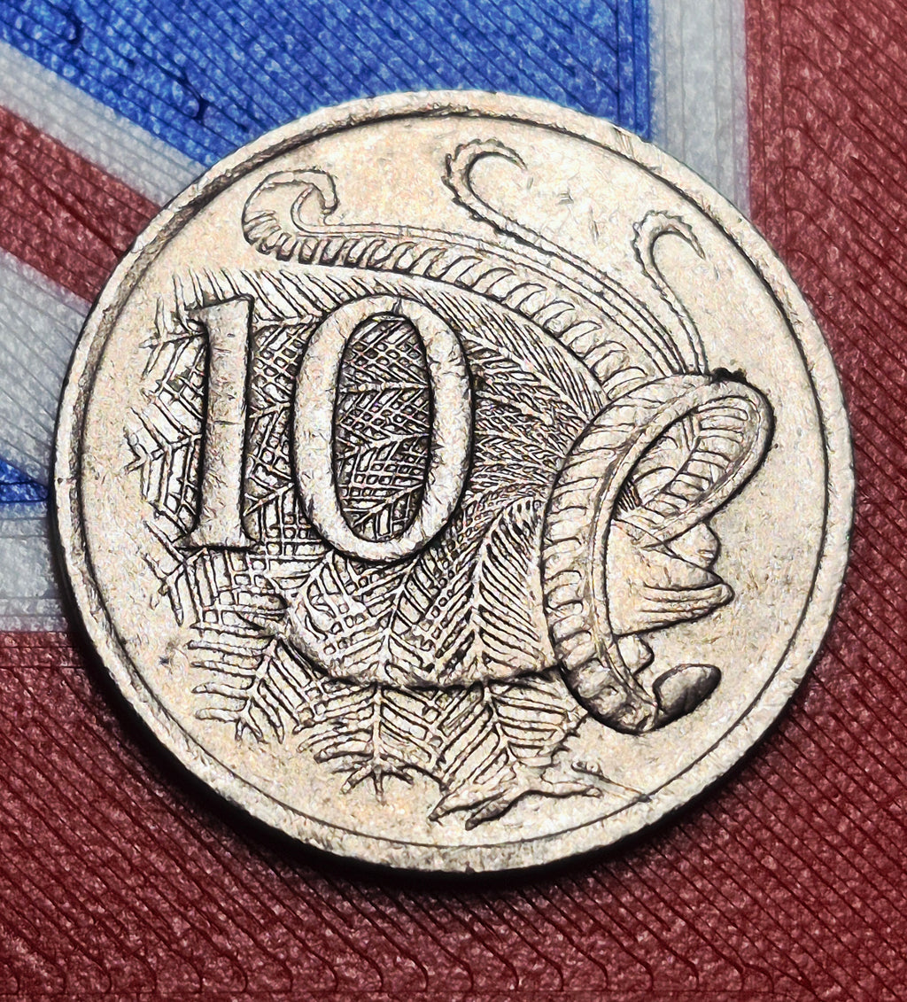 1984 Australia 10 Cents — Elizabeth II / Superb Lyrebird — Stuart Devlin Design — Fine