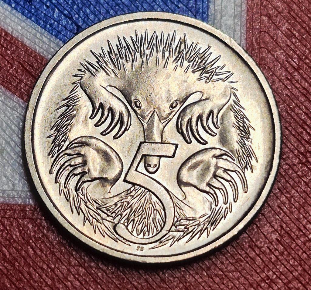 1991 Australia 5 Cents — Elizabeth II / Short-Beaked Echidna — Stuart Devlin Design — EF to AU
