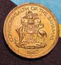 1982 Bahamas 1 Cent — Commonwealth of the Bahamas / Starfish — Brass — VF to VF+