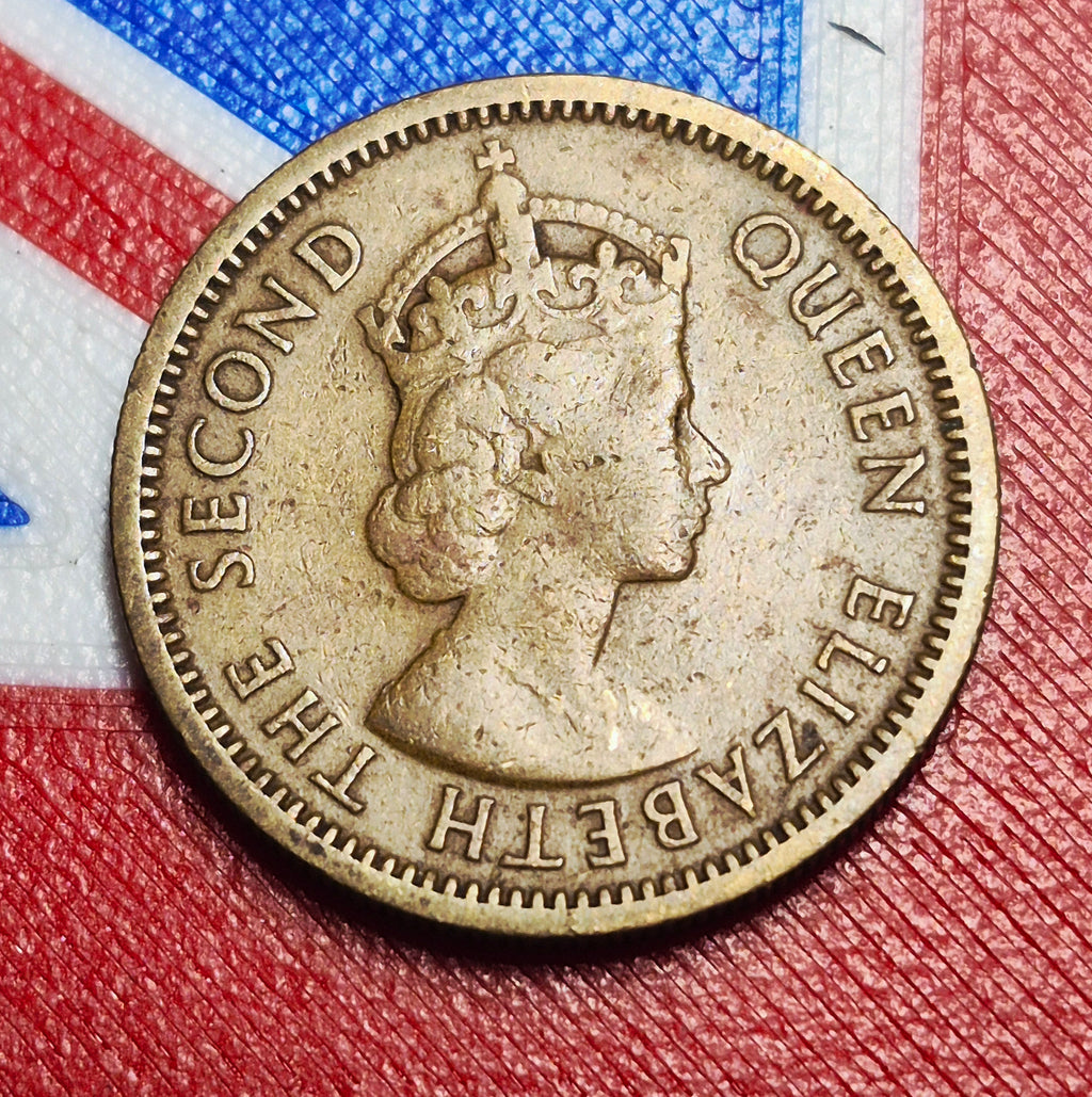 1955 British Caribbean Territories 5 Cents — Elizabeth II / Golden Hind — Nickel Brass — Fine