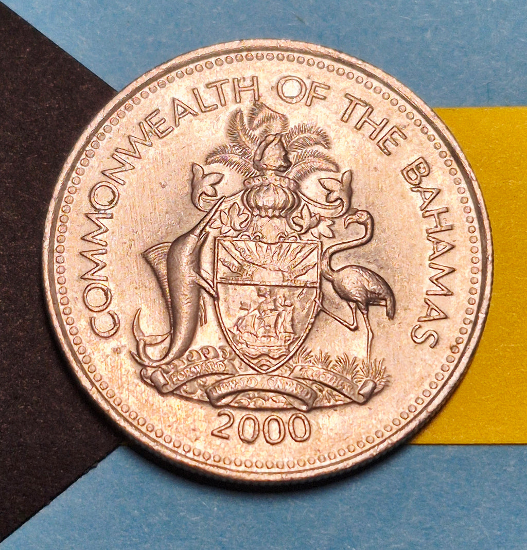 2000 Bahamas 25 Cents — Commonwealth of the Bahamas / Bahamian Sloop — Copper-Nickel — F+ to VF