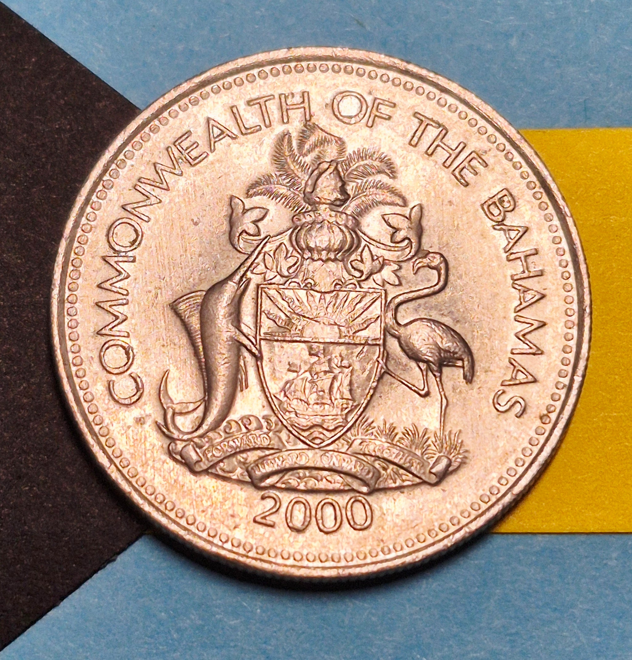 2000 Bahamas 25 Cents — Commonwealth of the Bahamas / Bahamian Sloop — Copper-Nickel — F+ to VF