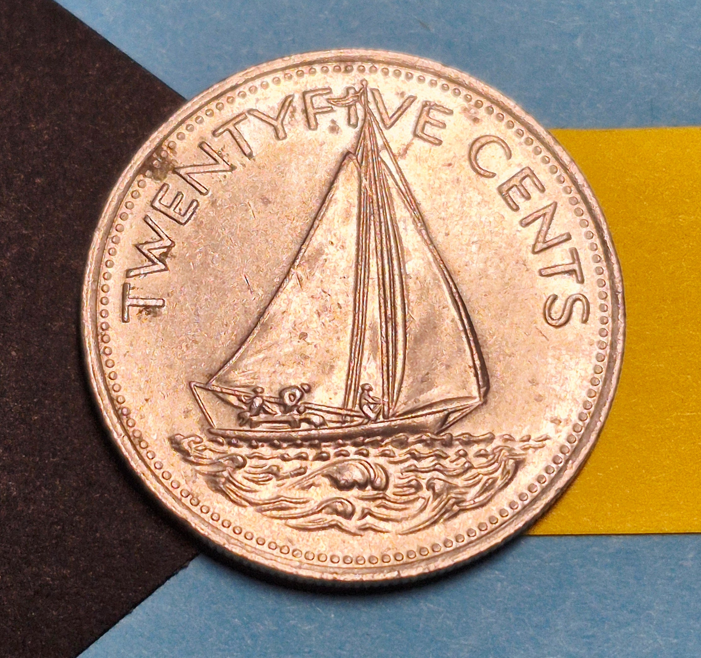 2000 Bahamas 25 Cents — Commonwealth of the Bahamas / Bahamian Sloop — Copper-Nickel — F+ to VF