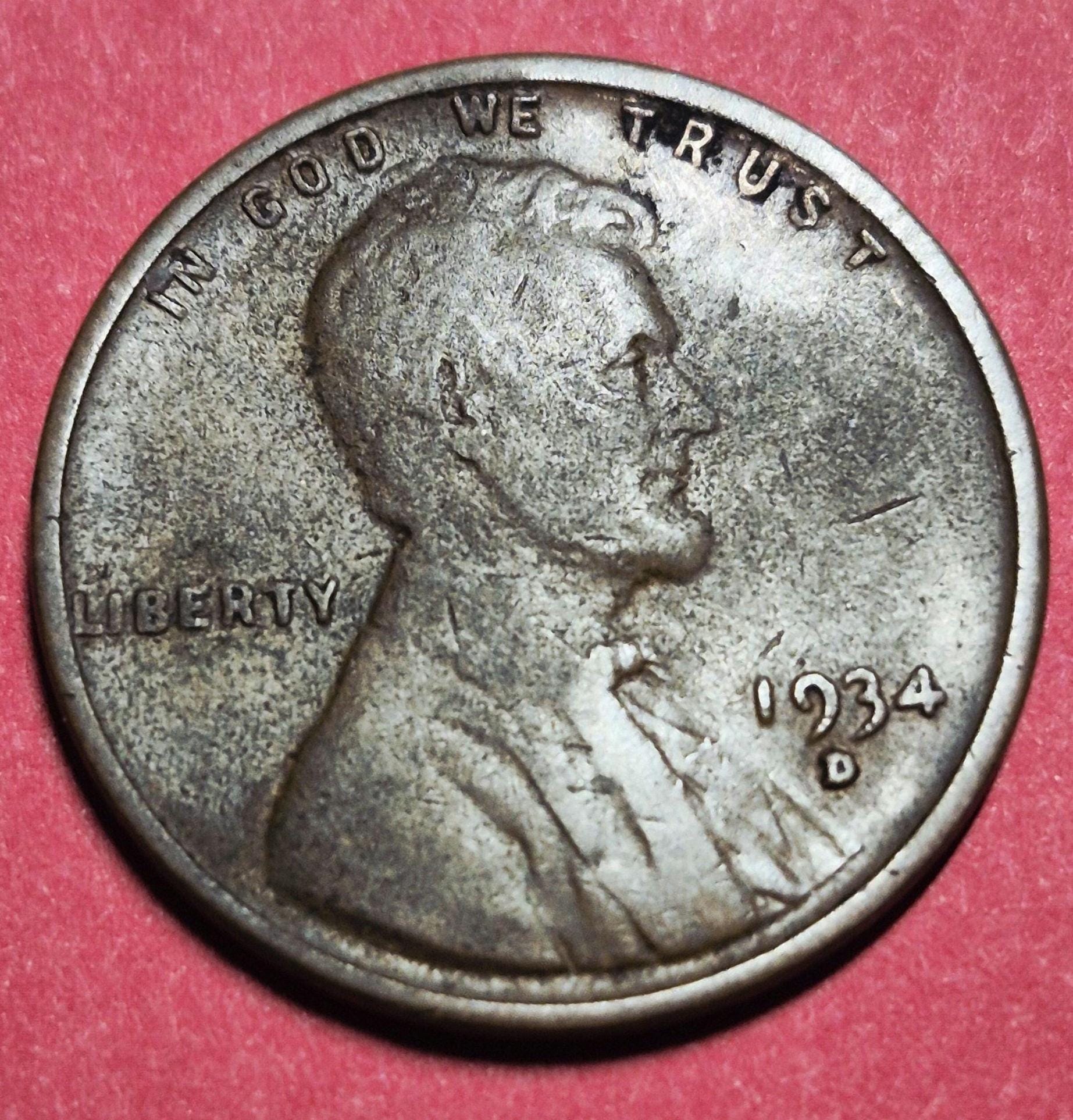 1934 United States Wheat Penny (P/D) — Great Depression / Lincoln — Wheat Reverse — Good to Very Fine