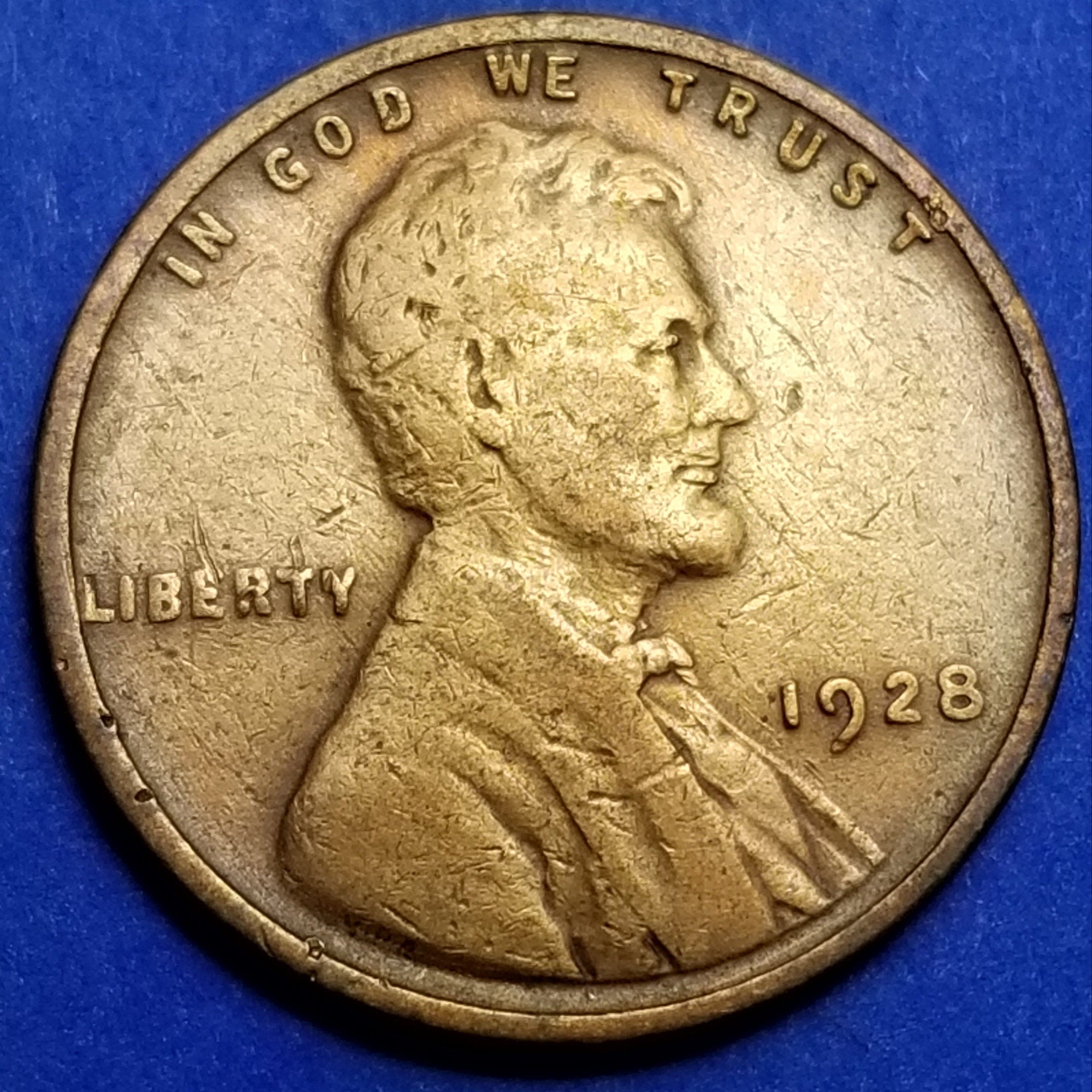 1928 United States Wheat Penny (P) — Interwar Era / Lincoln — Wheat Reverse — Very Good to Fine+ | WadesCoinShop