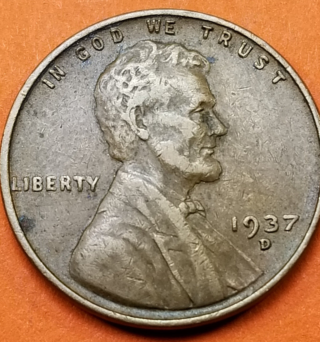 1937 United States Wheat Penny (P) — Interwar Era / Lincoln — Wheat Reverse — Very Good to Very Fine