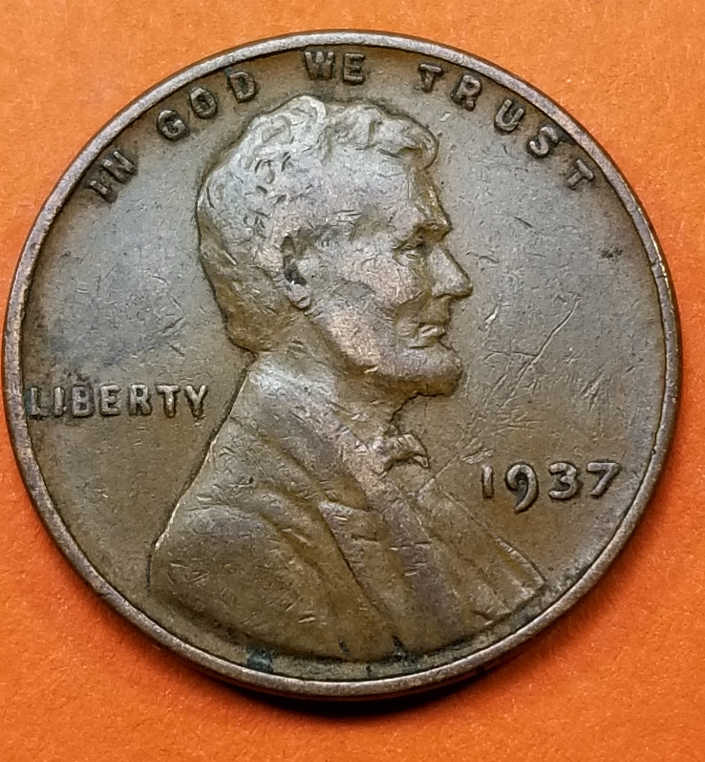 1937 United States Wheat Penny (P) — Interwar Era / Lincoln — Wheat Reverse — Very Good to Very Fine