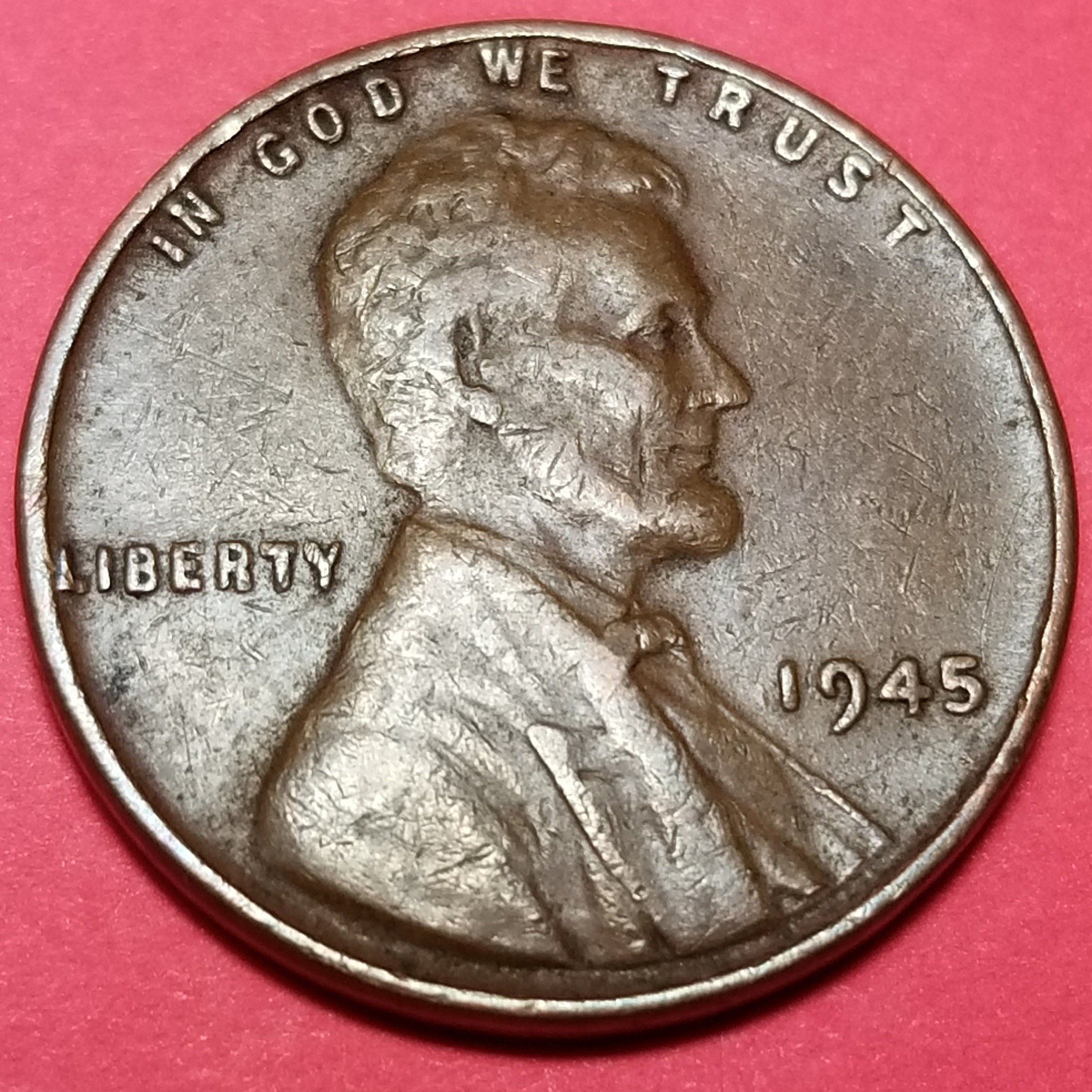 1945 United States Wheat Penny (P) — WWII Era / Lincoln — Shell Casing Bronze — Very Good to Fine
