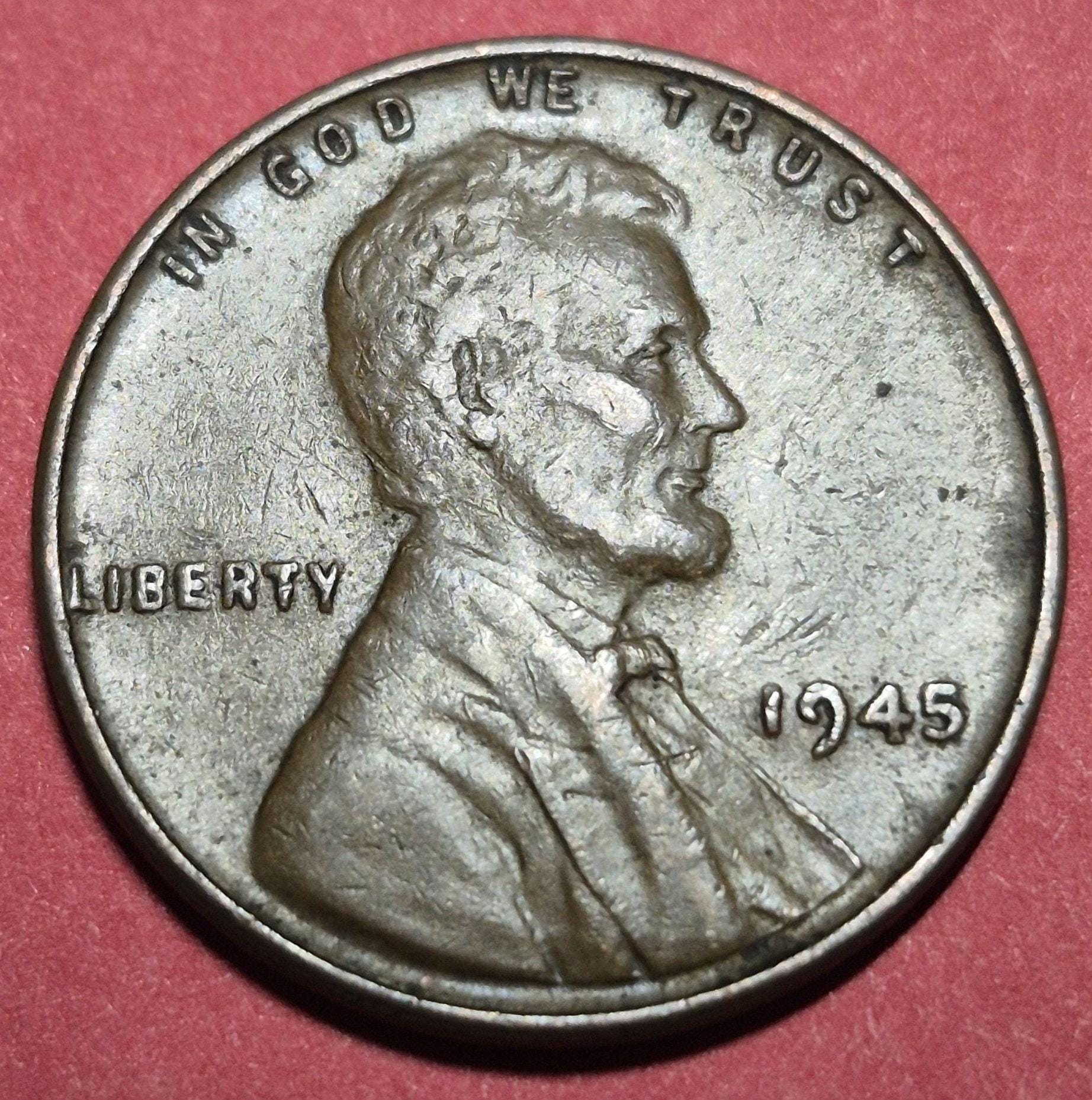 1945 United States Wheat Penny (P) — WWII Era / Lincoln — Shell Casing Bronze — Very Good to Fine