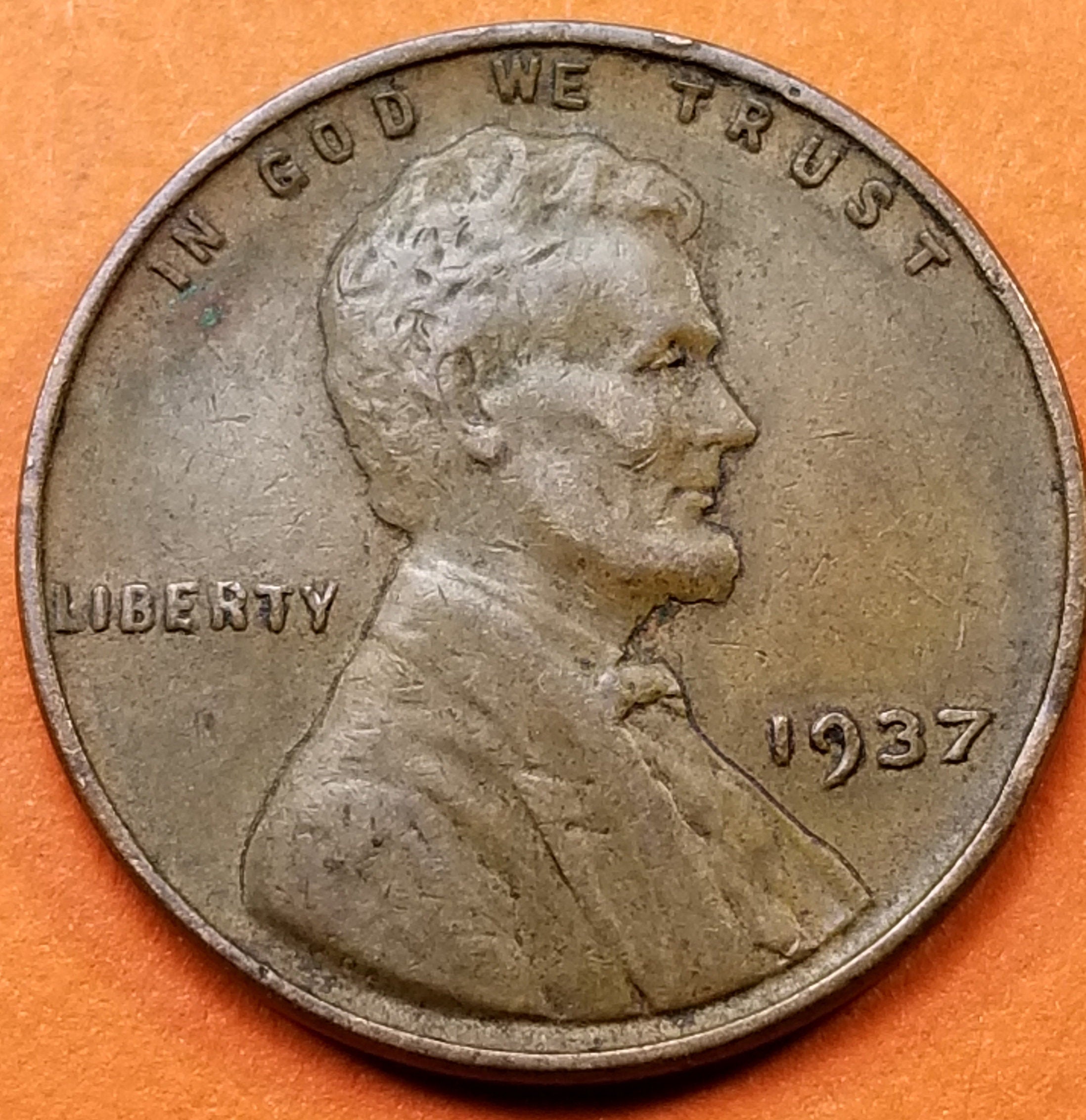 1937 United States Wheat Penny (P) — Interwar Era / Lincoln — Wheat Reverse — Very Good to Very Fine